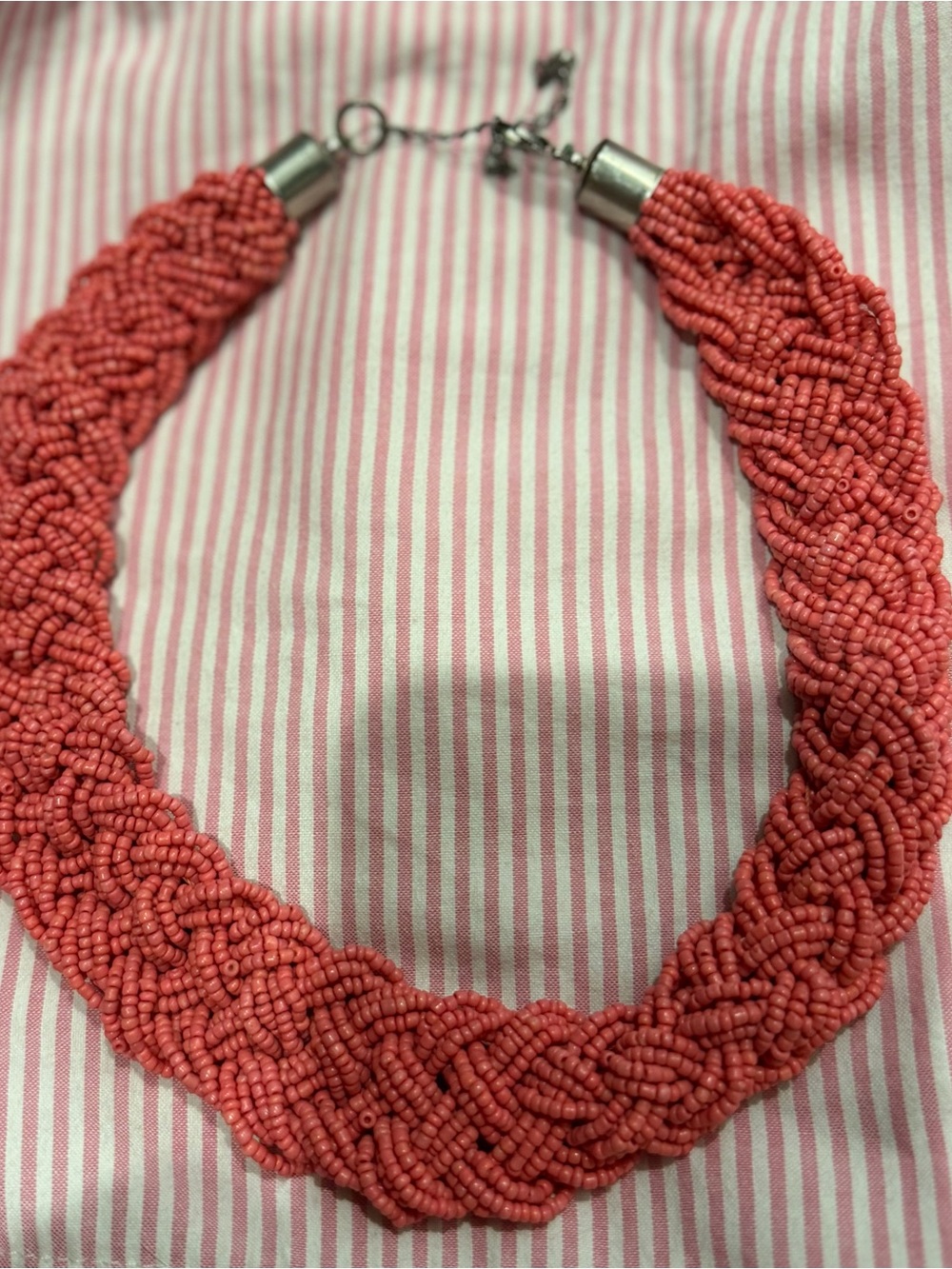 Coral Beaded Braided Necklace - Women Jewelry